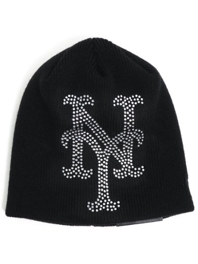 画像1: NEW ERA BASIC BEANIE BIG RHINESTONE METS BLACK