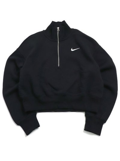 画像1: NIKE WMNS NSW PHNX FLC QZ CROP-BLACK/SAIL