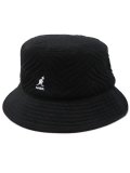 KANGOL PLUSH WAVE PUFF BUCKET BLACK