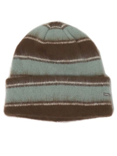 画像1: KANGOL FUZZY STRIPE BEANIE BROWN