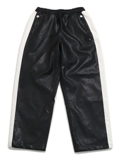 画像1: 【送料無料】FUBU FAUX LEATHER TRACK PANTS WHITE