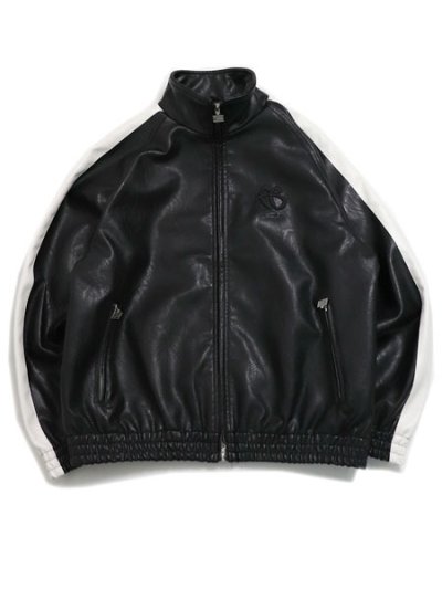 画像1: 【送料無料】FUBU FAUX LEATHER TRACK JACKET WHITE