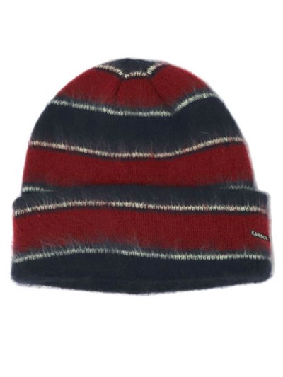 画像1: KANGOL FUZZY STRIPE BEANIE NAVY