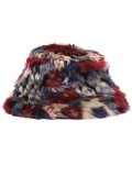 【送料無料】KANGOL FAUX FUR BUCKET-PURPLE MUL CM FLOWER
