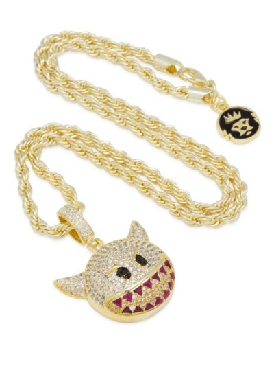 画像1: 【送料無料】KING ICE DEVIL EMOJI 1.6" NECKLACE