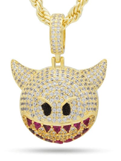画像2: 【送料無料】KING ICE DEVIL EMOJI 1.6" NECKLACE
