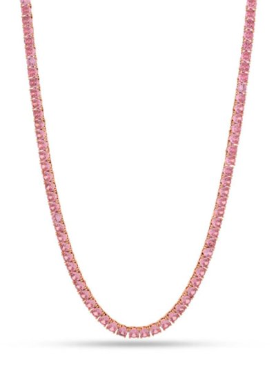 画像1: 【送料無料】KING ICE PINK TENNIS CHAIN 18" ROSE GOLD GD PLATED