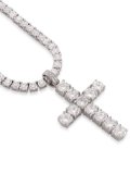 【送料無料】KING ICE TENNIS CROSS 2.2" NECKLACE WHITE GOLD
