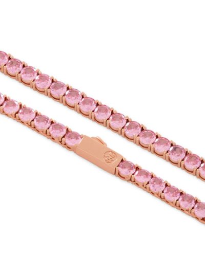 画像2: 【送料無料】KING ICE PINK TENNIS CHAIN 18" ROSE GOLD GD PLATED
