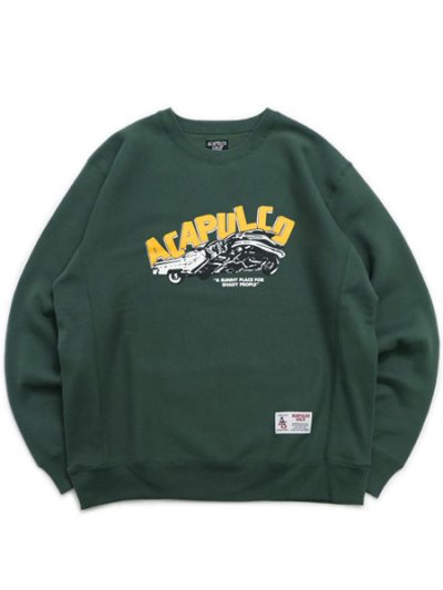 画像1: 【送料無料】ACAPULCO GOLD MESSED UP CREWNECK SWEATSHIRT FOREST