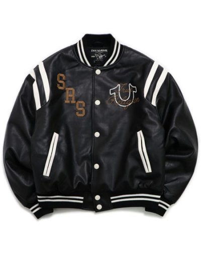 画像2: 【送料無料】TRUE RELIGION RETRO VARSITY JACKET BLACK