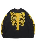 【送料無料】VANSON SKELTON BONES THERMAL LS TEE BLACK/YELLOW