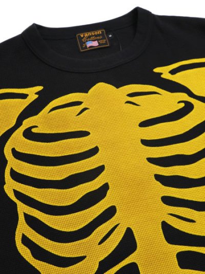 画像3: 【送料無料】VANSON SKELTON BONES THERMAL LS TEE BLACK/YELLOW