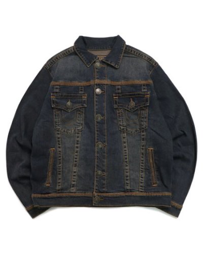 画像1: 【送料無料】TRUE RELIGION SUPER T FLATLOCK DNM TRUCKER GREENLAND DKW