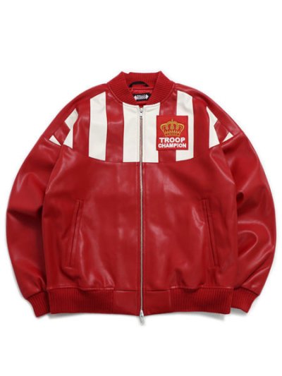 画像2: 【送料無料】TROOP CHAMPION FAUX LEATHER JACKET RED/WHITE