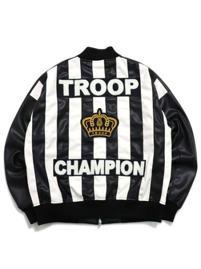 画像1: 【送料無料】TROOP CHAMPION FAUX LEATHER JACKET BLACK/WHITE