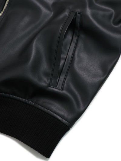 画像4: 【送料無料】TROOP CHAMPION FAUX LEATHER JACKET BLACK/WHITE