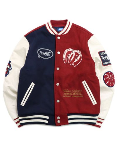 画像1: 【送料無料】MARKET MARKET OLD WEST VARSITY JACKET NAVY/SALSA