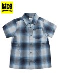 【KIDS】CALTOP KIDS FL PLAID S/S SHIRT SKY BLUE/GREY