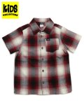 【KIDS】CALTOP KIDS FL PLAID S/S SHIRT RED/WHITE