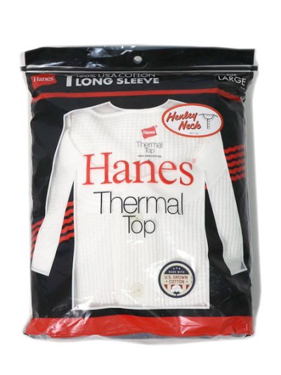 画像6: Hanes L/S THERMAL TOP HENLEY NECK