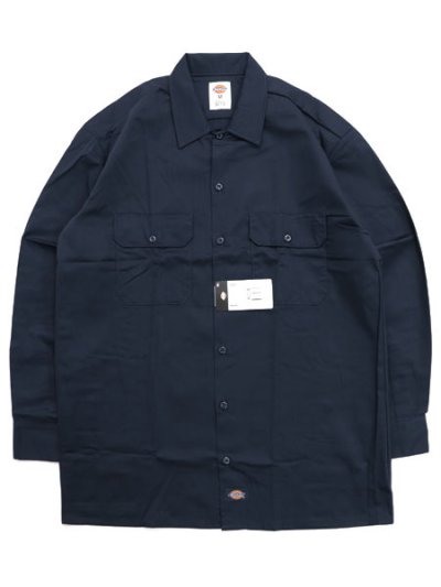 画像1: DICKIES L/S WORK SHIRT-DARK NAVY