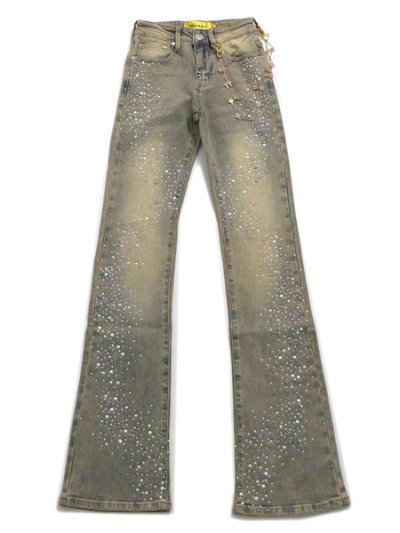 画像1: 【送料無料】GUAPI WMNS VINTAGE PINK PEARLS EMBELLISHED DENIM
