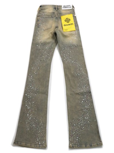 画像2: 【送料無料】GUAPI WMNS VINTAGE PINK PEARLS EMBELLISHED DENIM