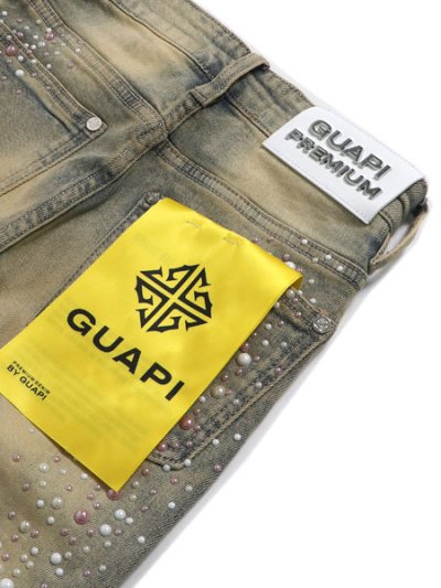 画像5: 【送料無料】GUAPI WMNS VINTAGE PINK PEARLS EMBELLISHED DENIM