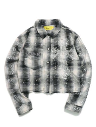 画像1: 【送料無料】GUAPI WMNS CLOUD GREY CROPPED FLANNEL JACKET