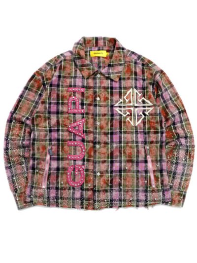 画像1: 【送料無料】GUAPI BLUSH PINK RHINESTONE FLANNEL JACKET