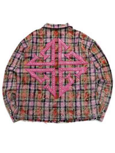 画像2: 【送料無料】GUAPI BLUSH PINK RHINESTONE FLANNEL JACKET