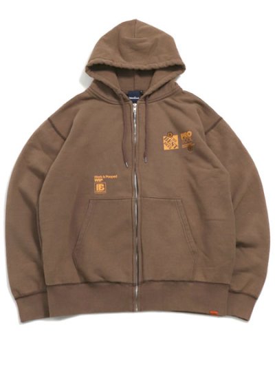 画像1: 【送料無料】INTERBREED WIP FADED ZIP HOODIE FADE BROWN