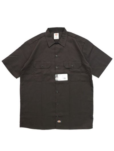 画像1: DICKIES S/S WORK SHIRT-DARK BROWN
