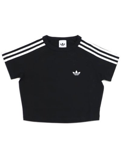 画像1: ADIDAS WMNS 3-STRIPES BABY TEE-BLACK/BLACK/WHITE
