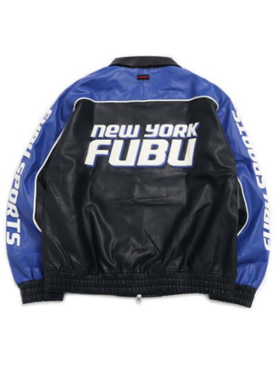 画像1: 【送料無料】FUBU FAUX LEATHER JACKET BLUE
