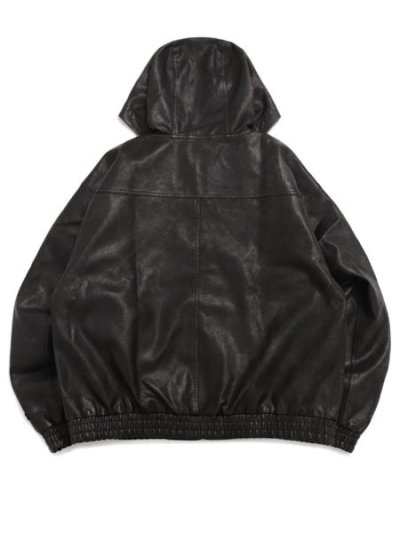 画像2: 【送料無料】FUBU FAUX LEATHER SHORT HOODED JACKET BLACK