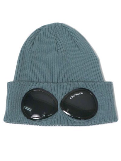画像1: 【送料無料】C.P.COMPANY COTTON GOGGLE BEANIE SILVER BLUE