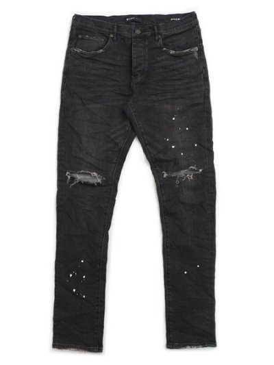 画像1: 【送料無料】PURPLE BRAND BLACK OVER SPRAY JEAN
