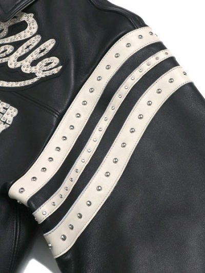 画像4: 【送料無料】PELLE PELLE ENCRUSTED VARSITY JACKET BLACK/IVORY