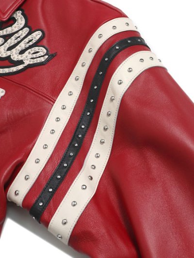 画像4: 【送料無料】PELLE PELLE ENCRUSTED VARSITY JACKET CABERNET/BLACK