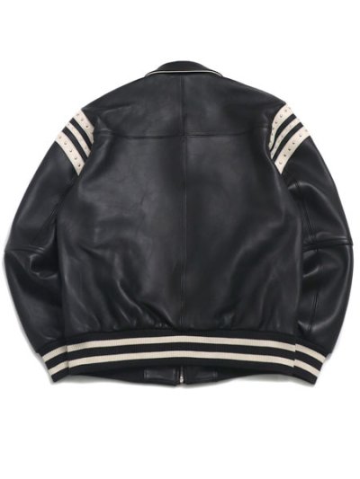 画像2: 【送料無料】PELLE PELLE ENCRUSTED VARSITY JACKET BLACK/IVORY