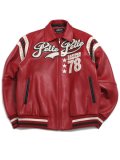 【送料無料】PELLE PELLE ENCRUSTED VARSITY JACKET CABERNET/BLACK
