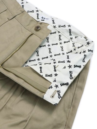 画像4: 【送料無料】SCHOTTTC TC DOUBLE PLEATED WIDE PANTS KHAKI