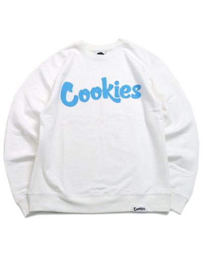 画像1: 【送料無料】COOKIES CLOTHING ORIGINAL LOGO CREWNECK WHITE/COOKIES BLUE