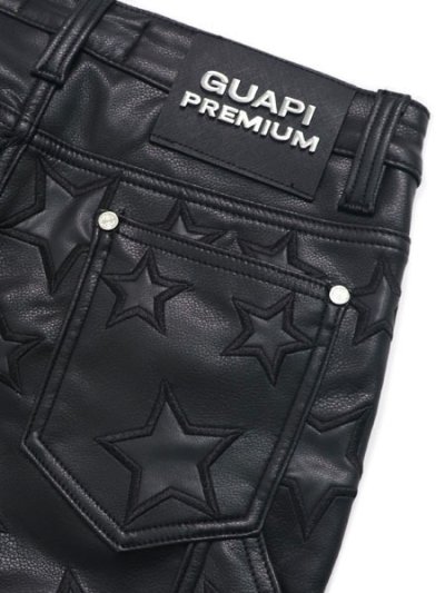 画像5: 【送料無料】GUAPI OBSIDIAN BLACK STARS LEATHER PANT