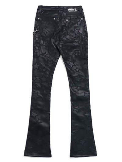 画像2: 【送料無料】GUAPI OBSIDIAN BLACK STARS LEATHER PANT
