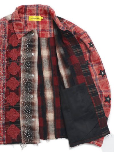 画像8: 【送料無料】GUAPI BLOOD RED PATCH FLANNEL