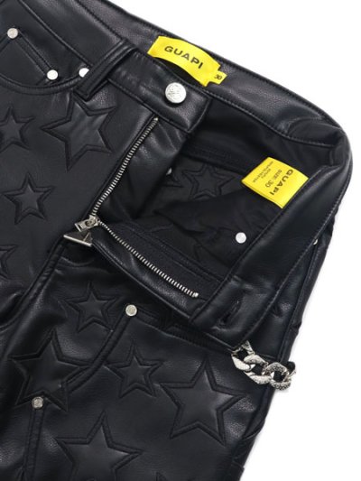画像4: 【送料無料】GUAPI OBSIDIAN BLACK STARS LEATHER PANT