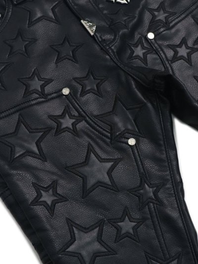 画像6: 【送料無料】GUAPI OBSIDIAN BLACK STARS LEATHER PANT